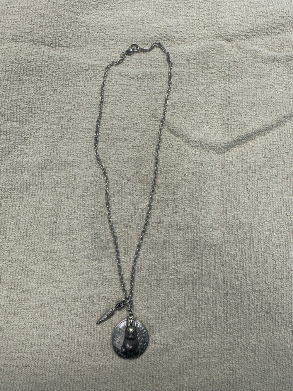 Silver Tone rabbit locket Necklace with Carrot Charm
